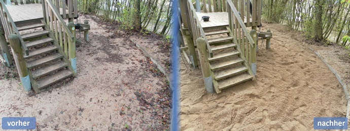 Sandreinigung auch in schwer zugänglichen Bereichen 